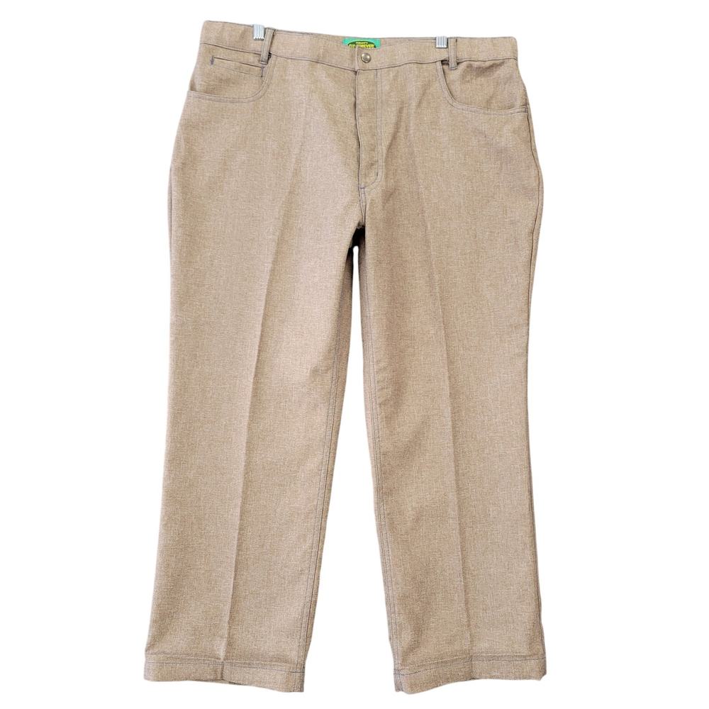 Habands Brown Pants Stretch Textured Y2k Classic Straight Leg Zip Mens Size 38